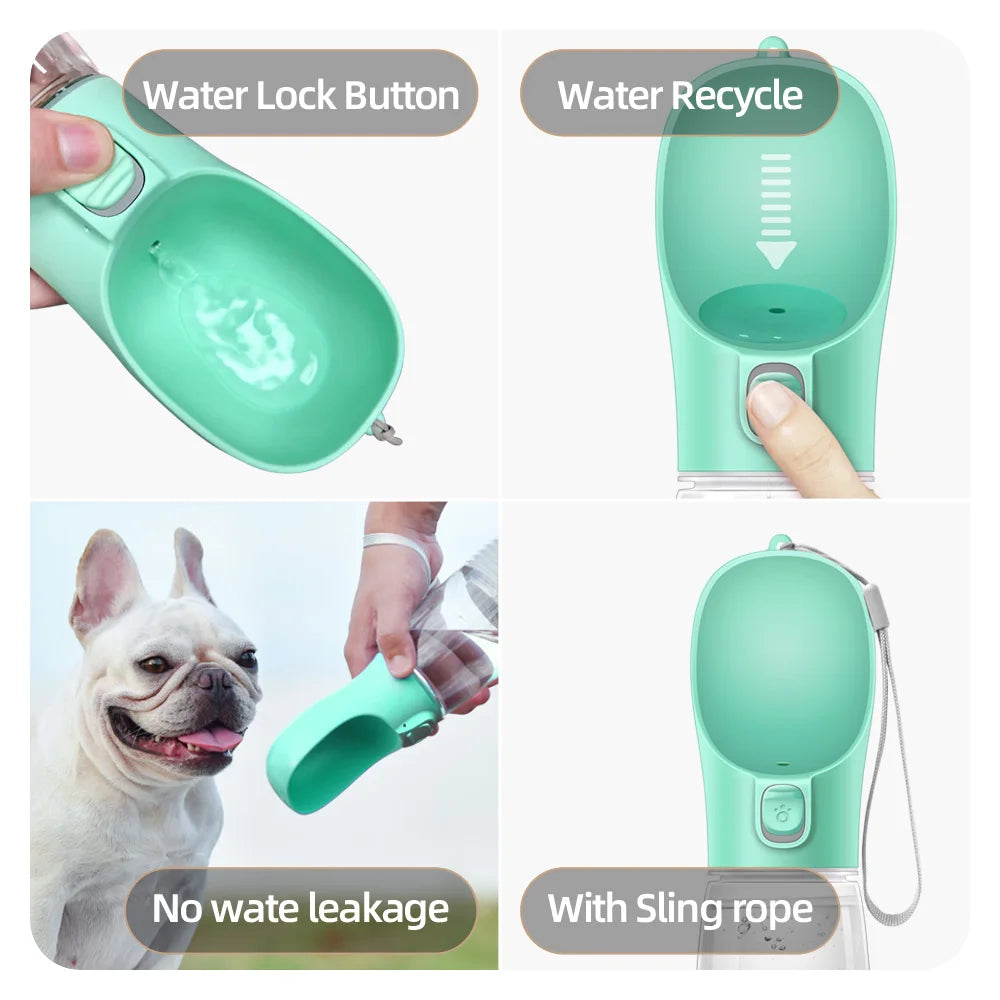 Bouteille d'eau portable pour chien avec gamelle intégrée