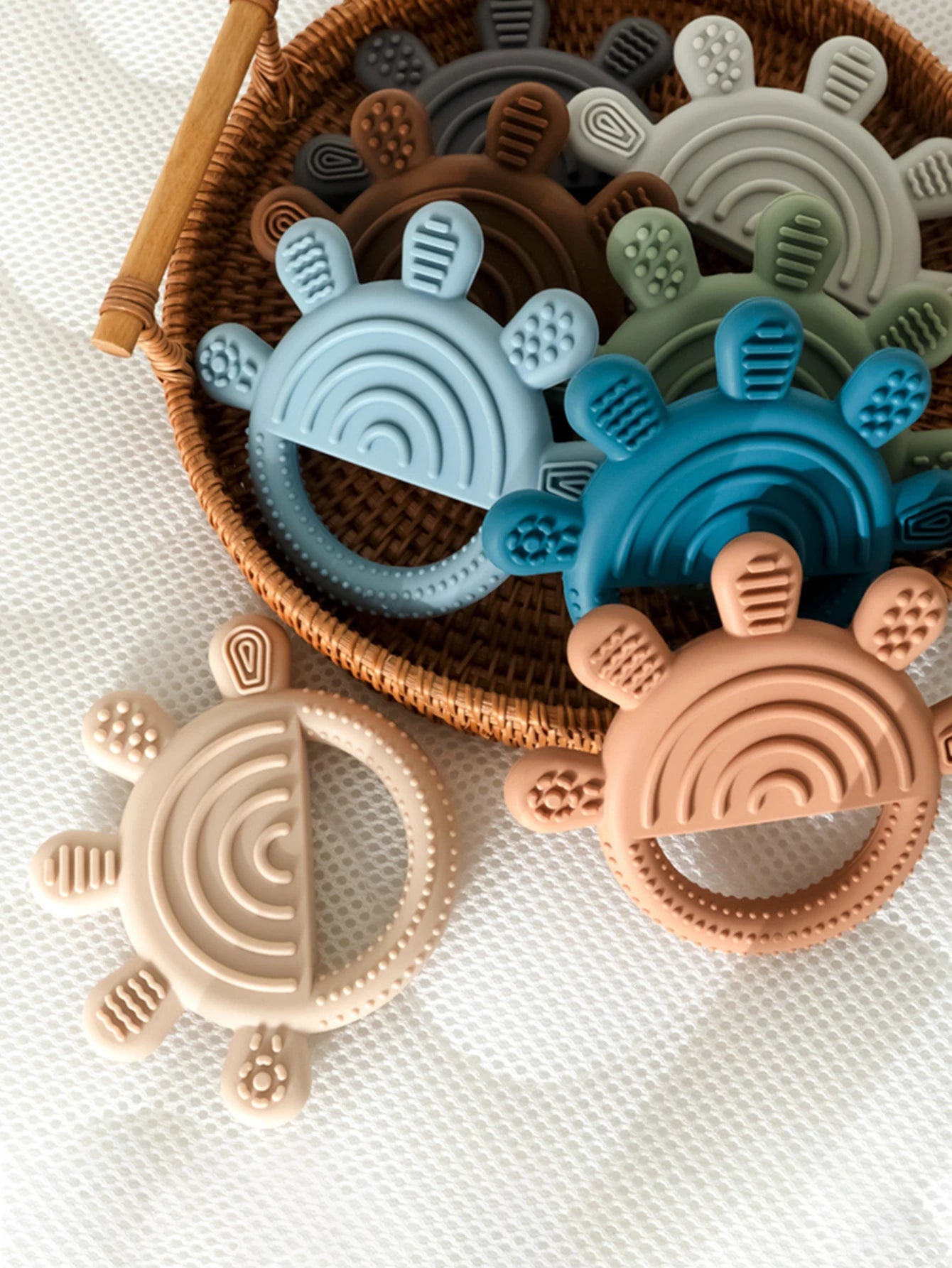 ☀️ Anneau de Dentition Bébé en Silicone – Forme Soleil