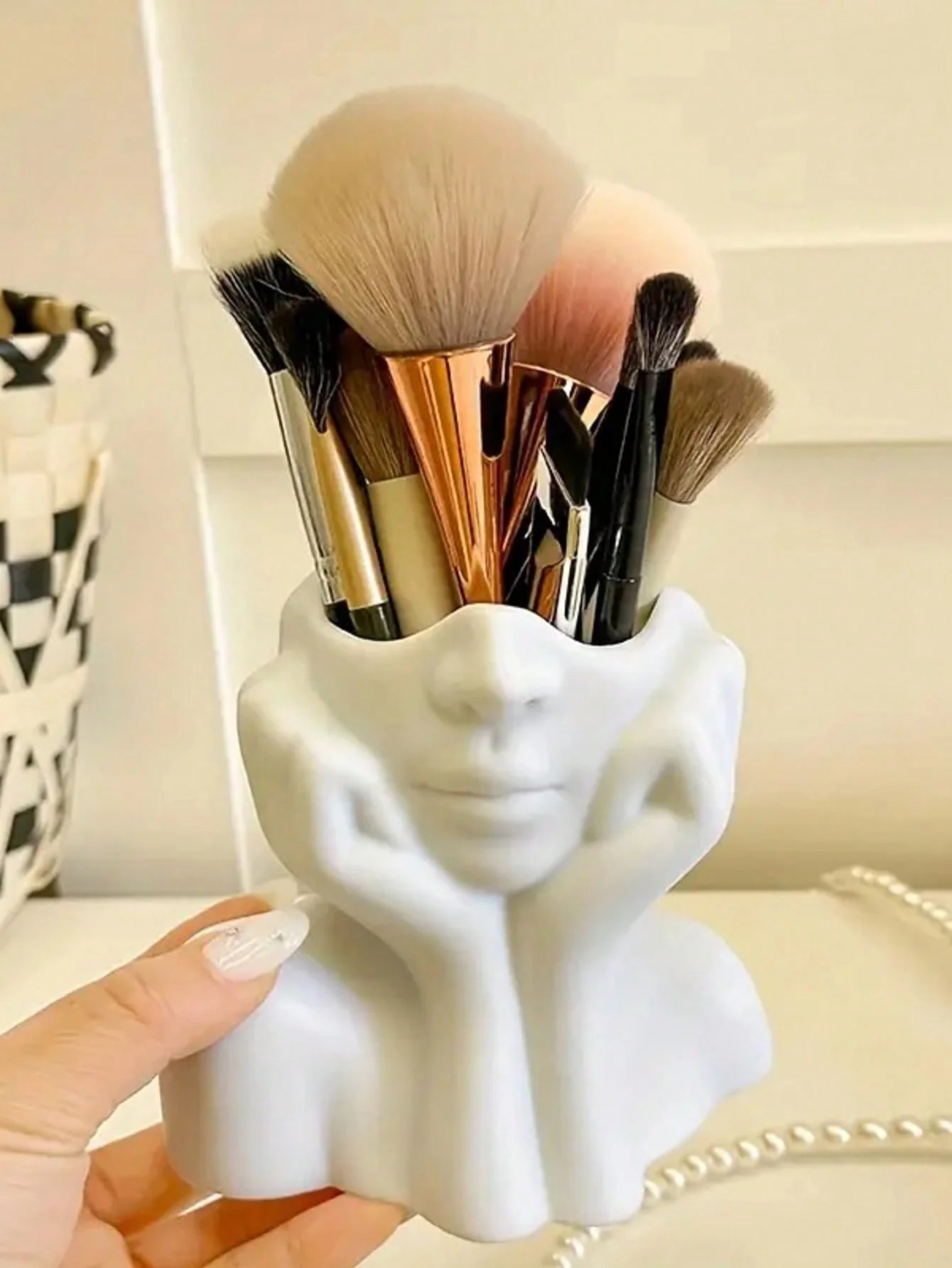 Pot à pinceaux de maquillage – Organisateur visage design