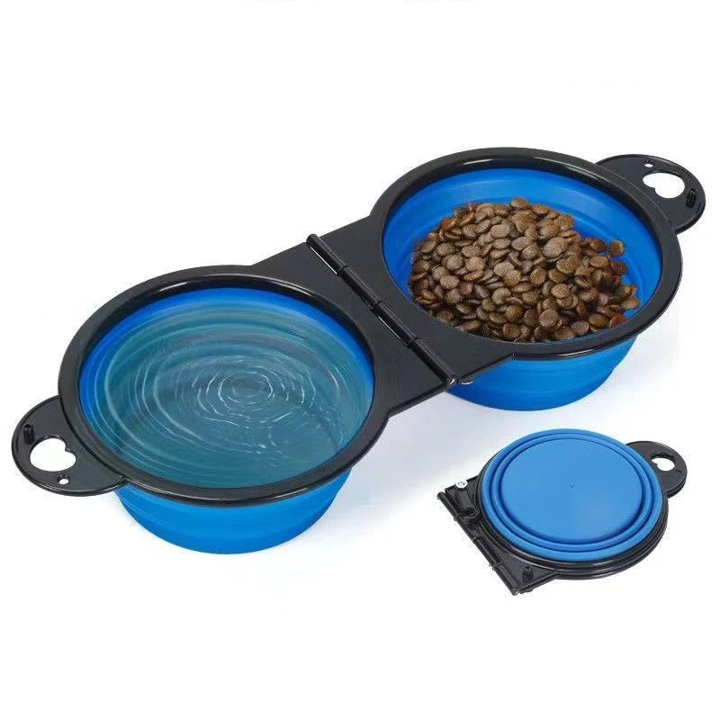 Gamelle de voyage pliable 2-en-1 pour chien et chat