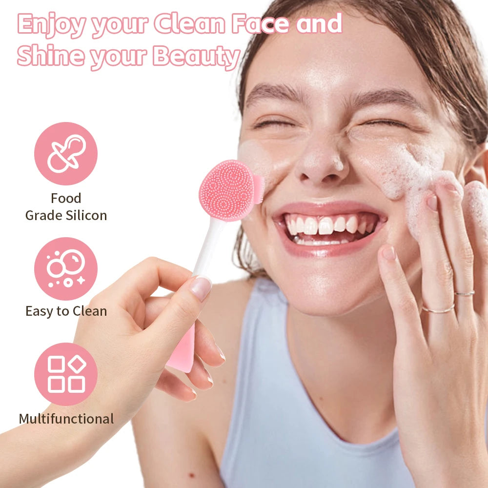 Brosse nettoyante visage 2-en-1 en silicone