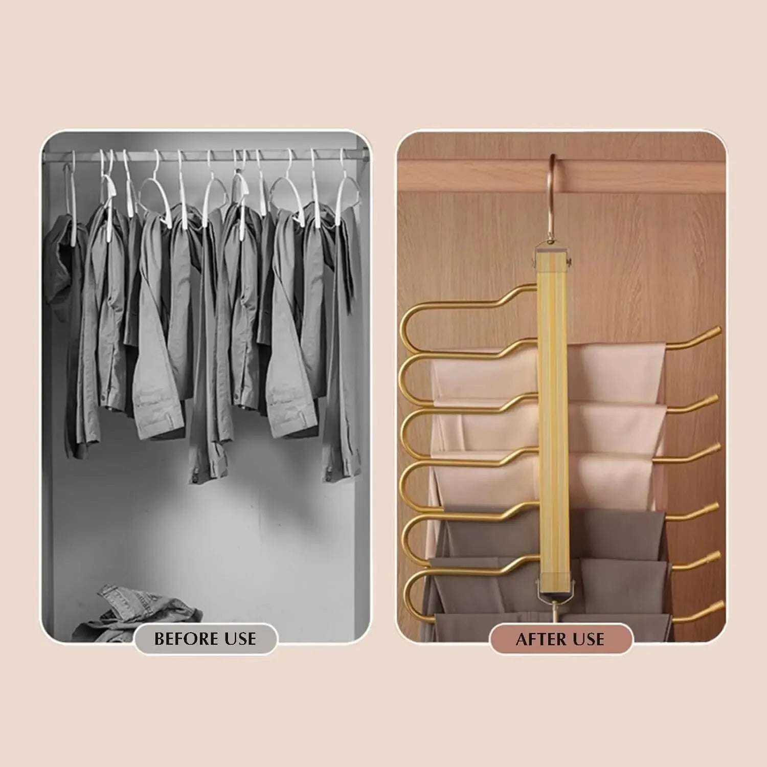 👖 Cintre 6 en 1 pour pantalons – Organisateur gain de place