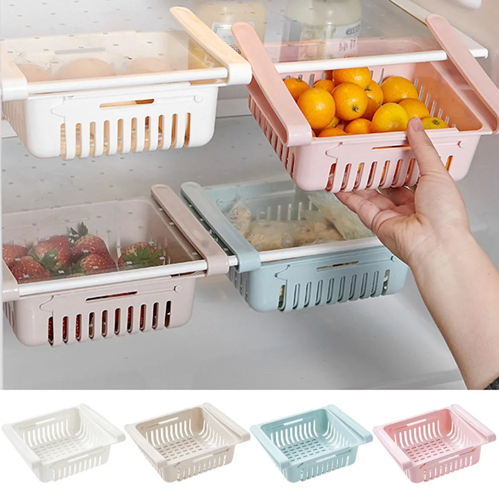 Organisateur suspendu de cuisine, boîte de rangement d'œufs et de fruits pour réfrigérateur, paniers à tiroirs, accessoires de cuisine, étagère d'organisation pour réfrigérateur