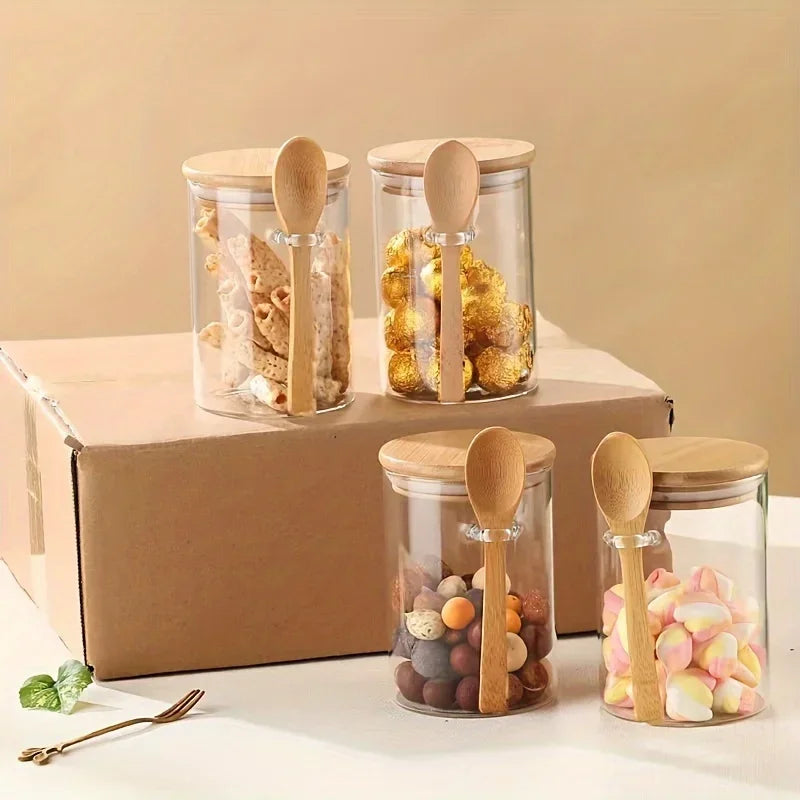 🫙 Bocaux de conservation hermétiques en verre avec couvercle en bambou