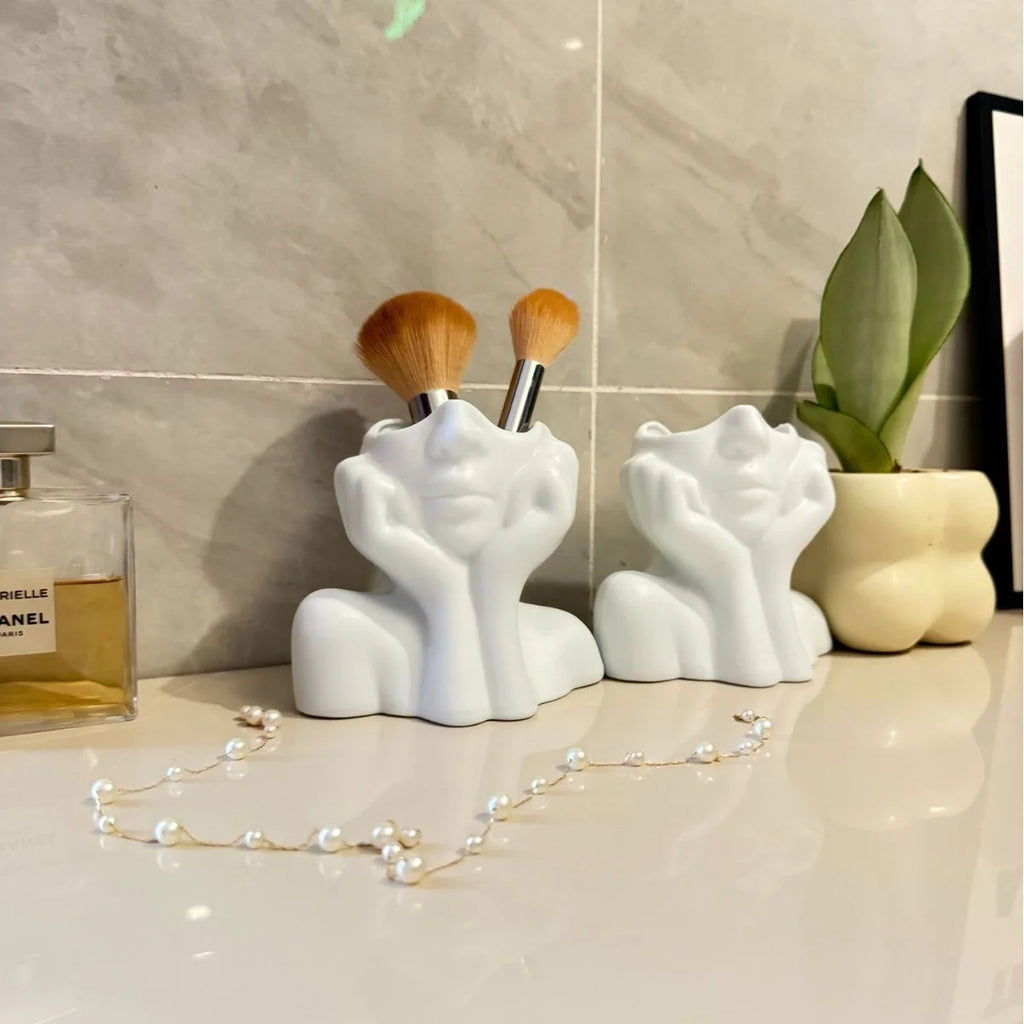 Pot à pinceaux de maquillage – Organisateur visage design