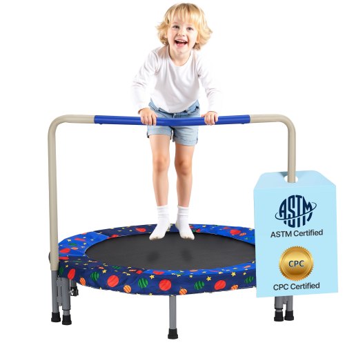 🎉 Trampoline Enfant 91 cm (36") – Intérieur & Extérieur | Pliable avec Barre de Maintien