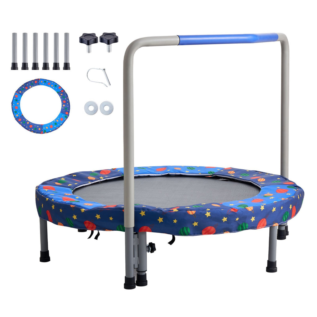 🎉 Trampoline Enfant 91 cm (36") – Intérieur & Extérieur | Pliable avec Barre de Maintien