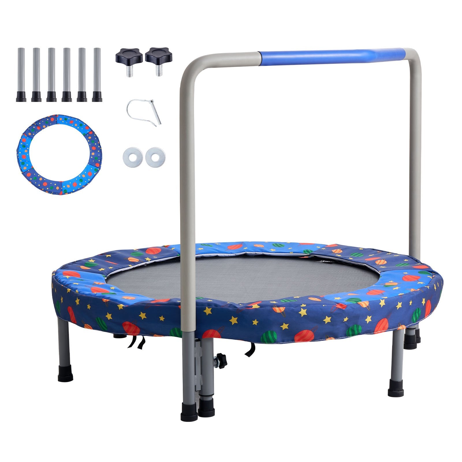 🎉 Trampoline Enfant 91 cm (36") – Intérieur & Extérieur | Pliable avec Barre de Maintien