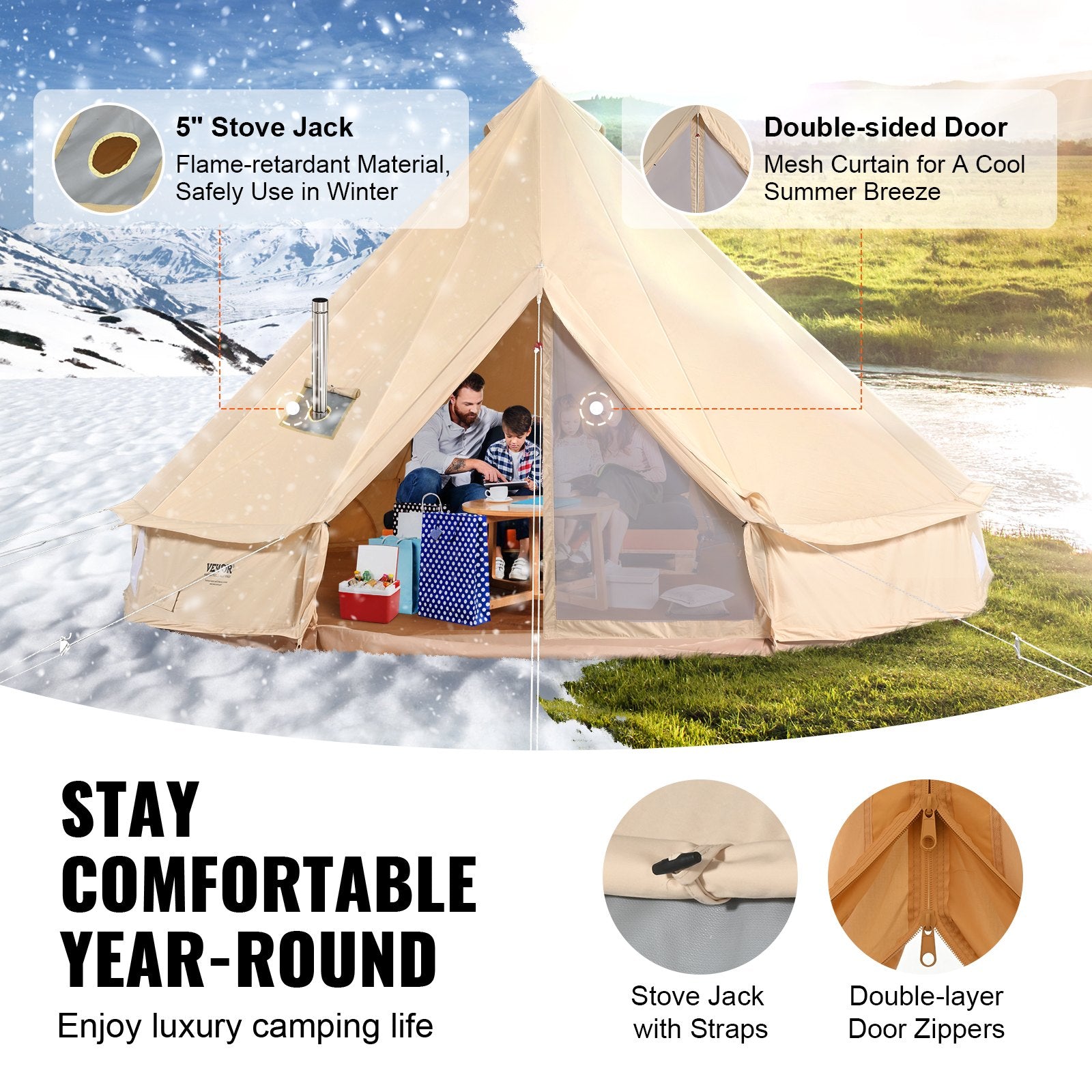 🏕️ Tente Cloche Premium 5 m – 4 Saisons | Camping, Glamping & Aventure