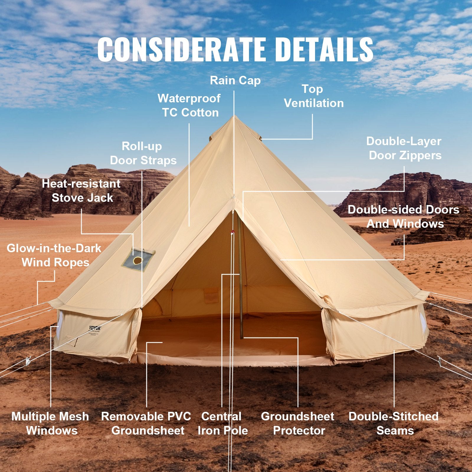 🏕️ Tente Cloche Premium 5 m – 4 Saisons | Camping, Glamping & Aventure