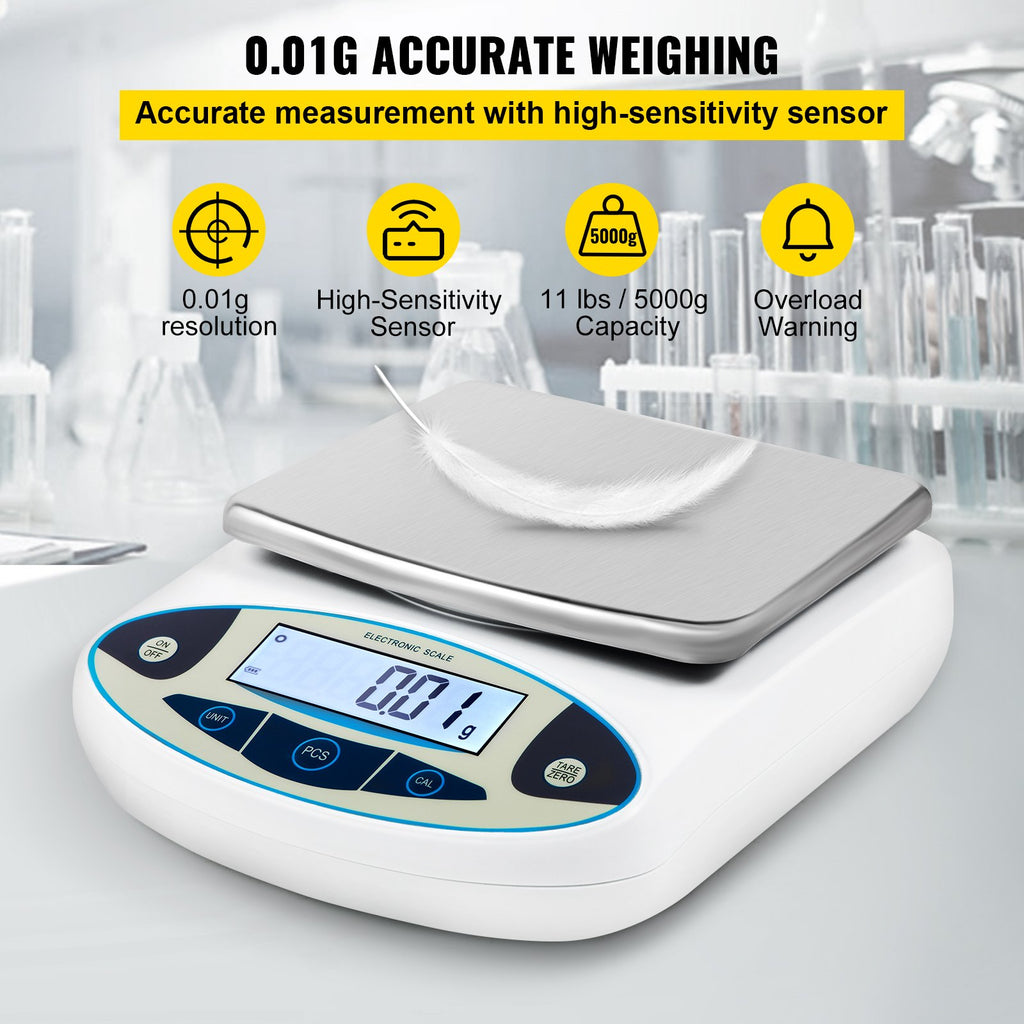 Analytical Balance, 5000g x 0.01g Accuracy Lab Scale, High Precision
