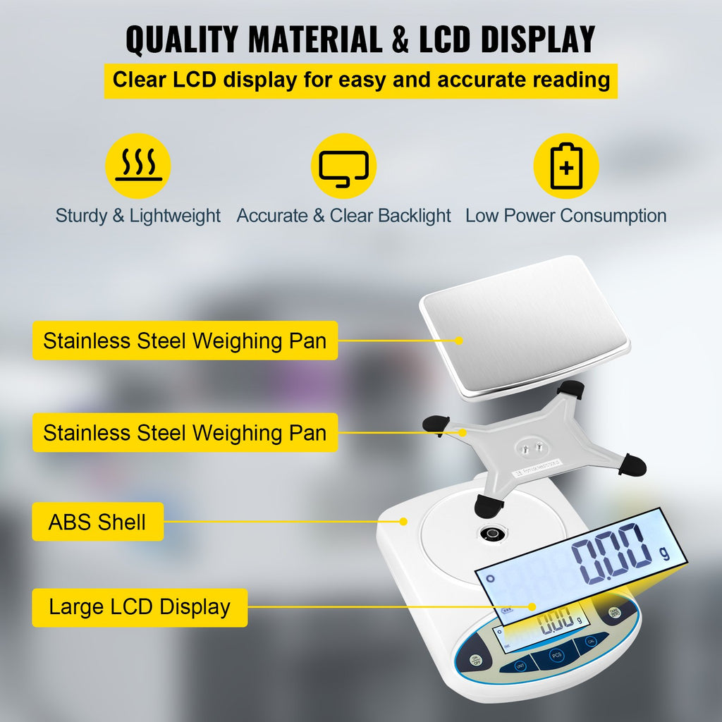 Analytical Balance, 5000g x 0.01g Accuracy Lab Scale, High Precision