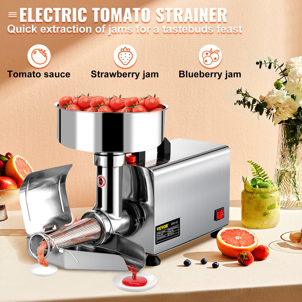 🍅 Presse-Tomates Électrique 370W en Acier Inoxydable – Sauces & Coulis Maison
