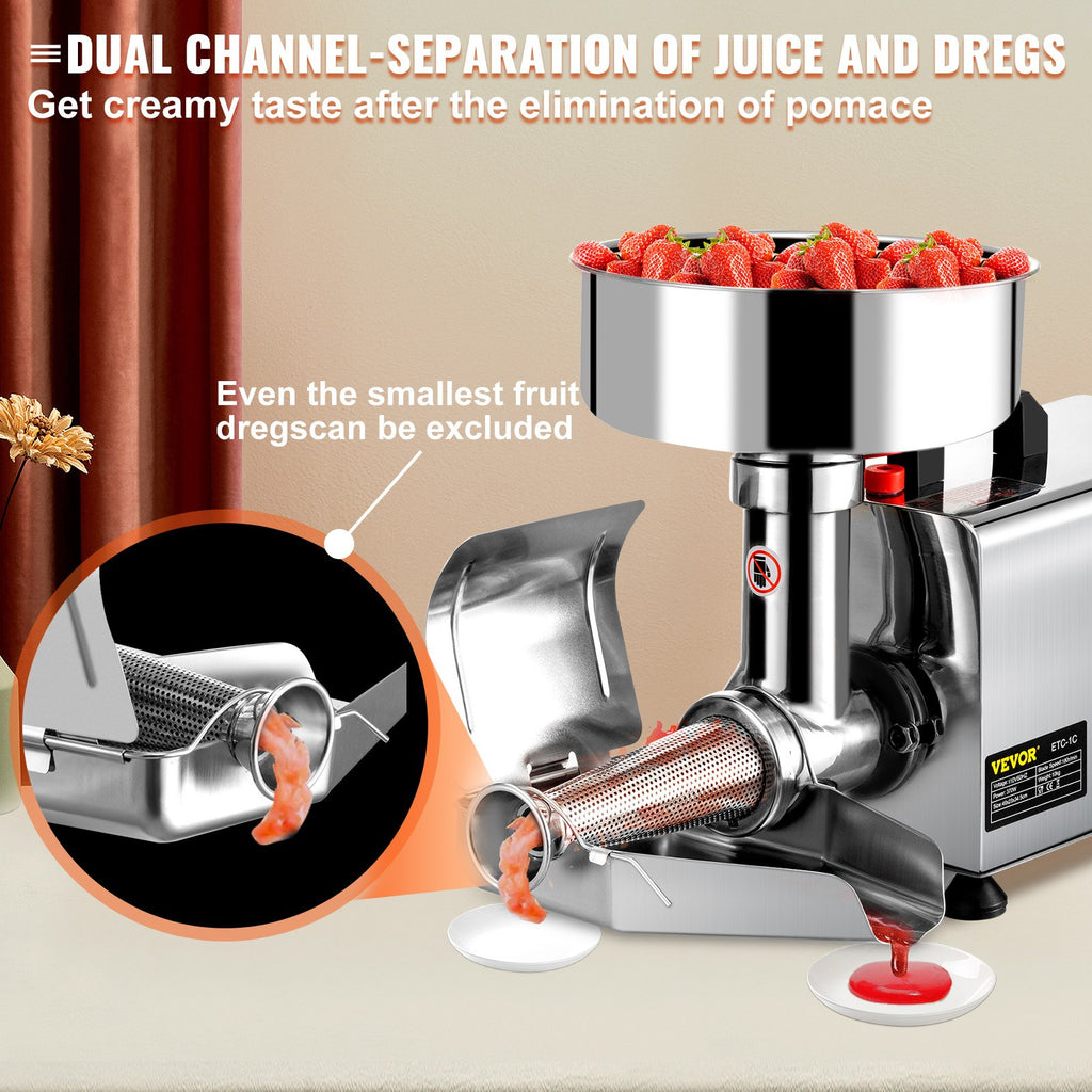 🍅 Presse-Tomates Électrique 370W en Acier Inoxydable – Sauces & Coulis Maison