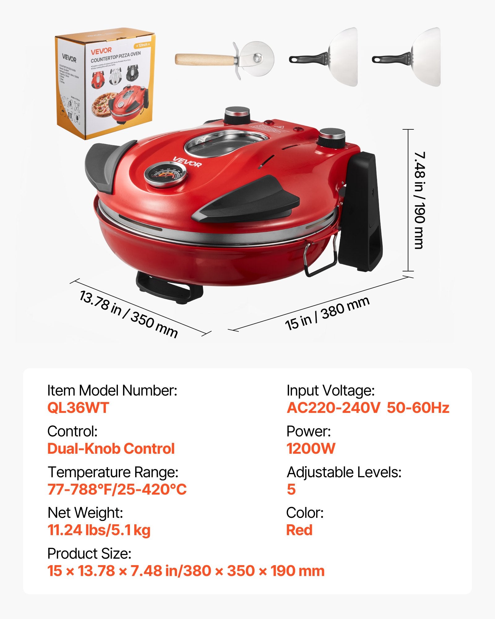🍕 Four à Pizza Électrique 1200W – Pizzas Maison Croustillantes en Quelques Minutes