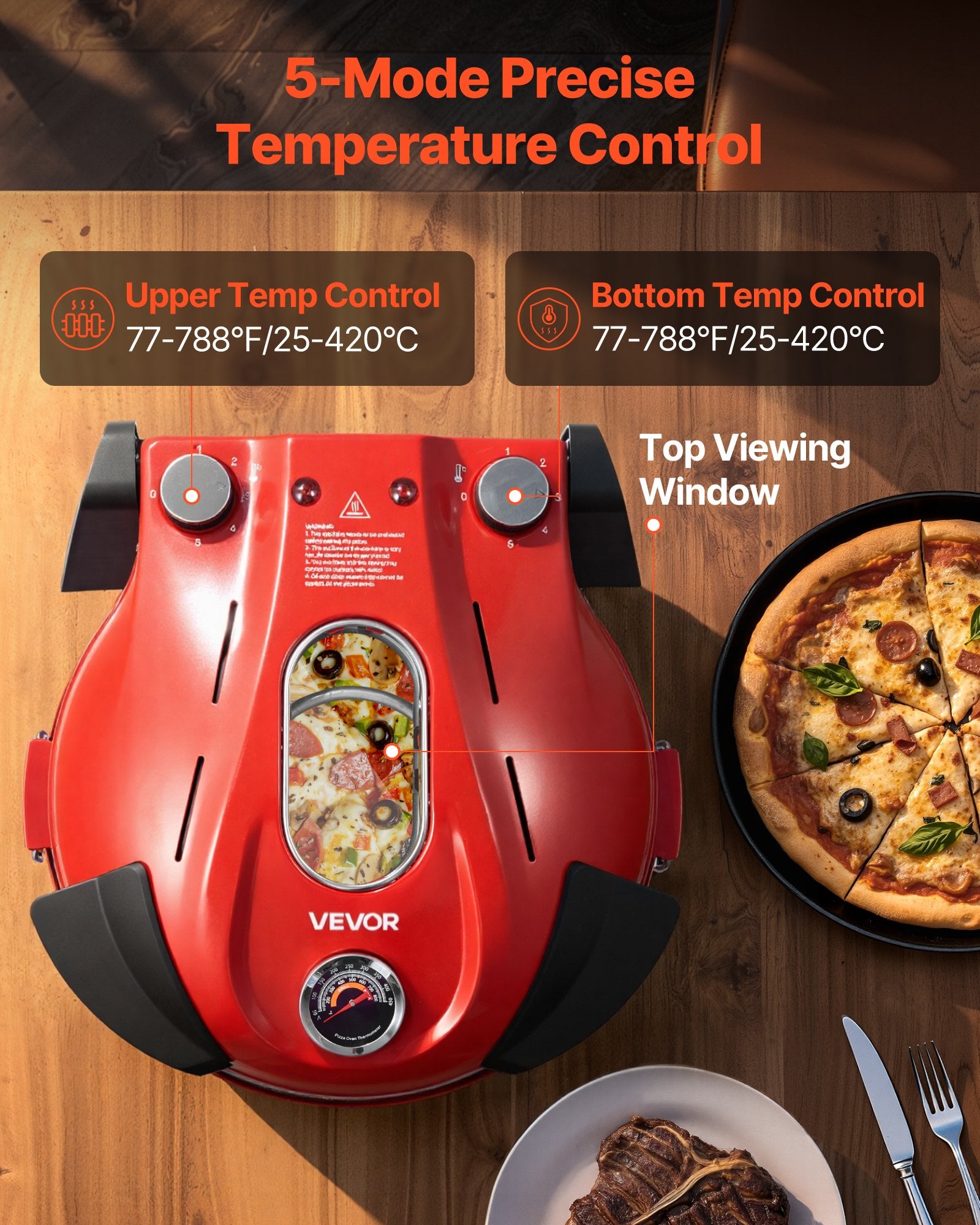 🍕 Four à Pizza Électrique 1200W – Pizzas Maison Croustillantes en Quelques Minutes