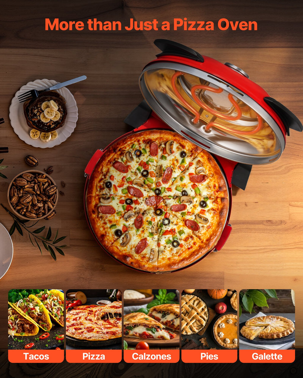 🍕 Four à Pizza Électrique 1200W – Pizzas Maison Croustillantes en Quelques Minutes