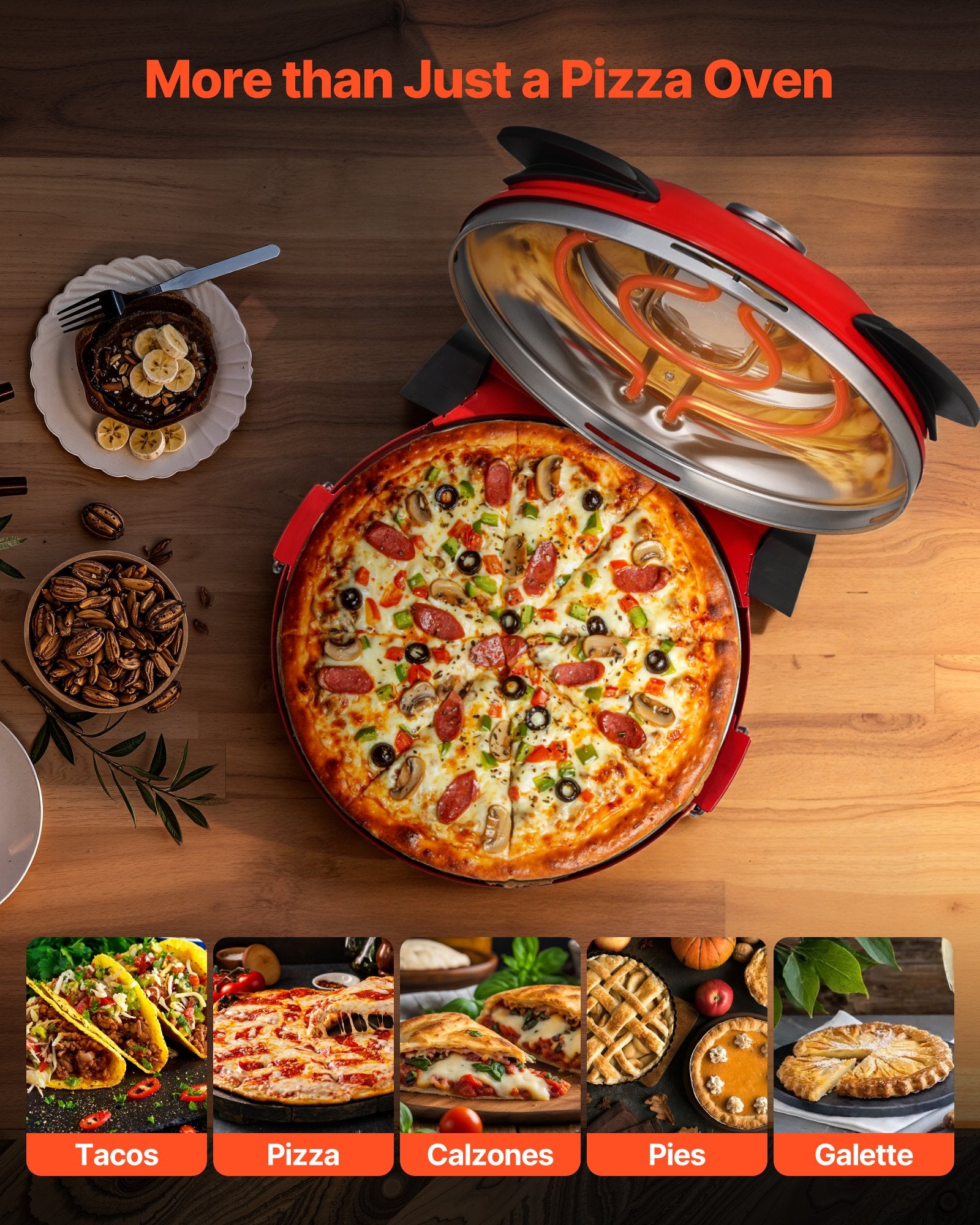🍕 Four à Pizza Électrique 1200W – Pizzas Maison Croustillantes en Quelques Minutes