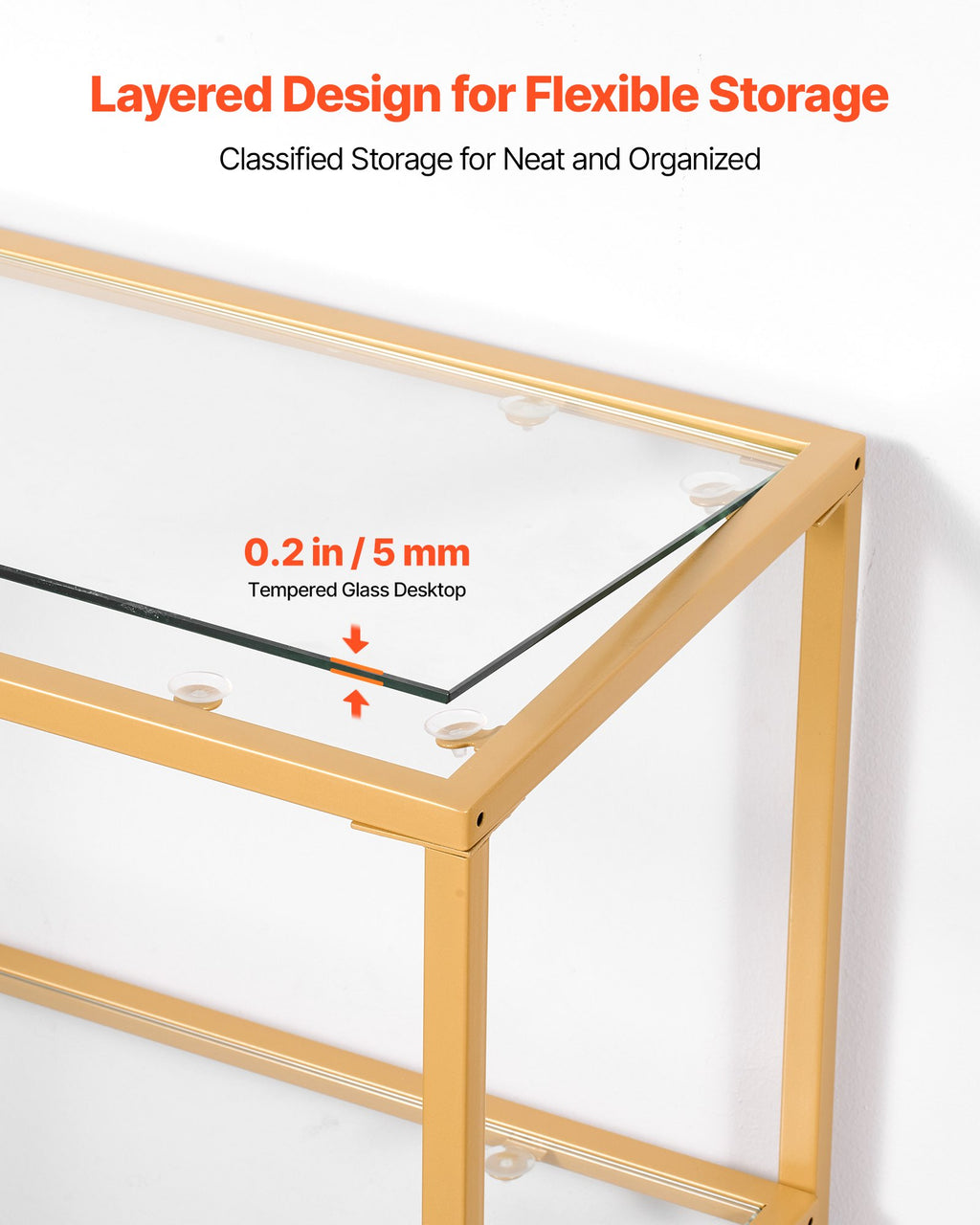 3-Tier Glass Console Table, Modern Rectangle Sofa Side Table with