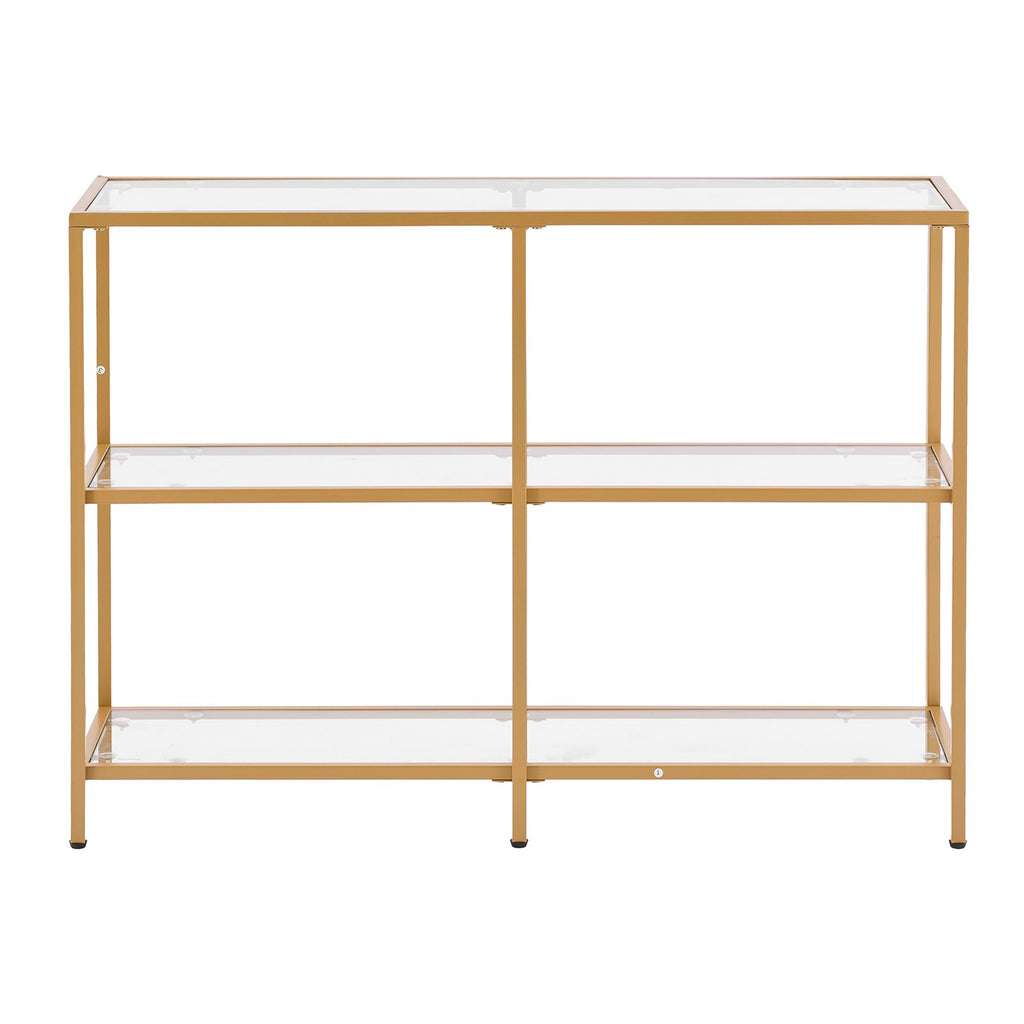 3-Tier Glass Console Table, Modern Rectangle Sofa Side Table with