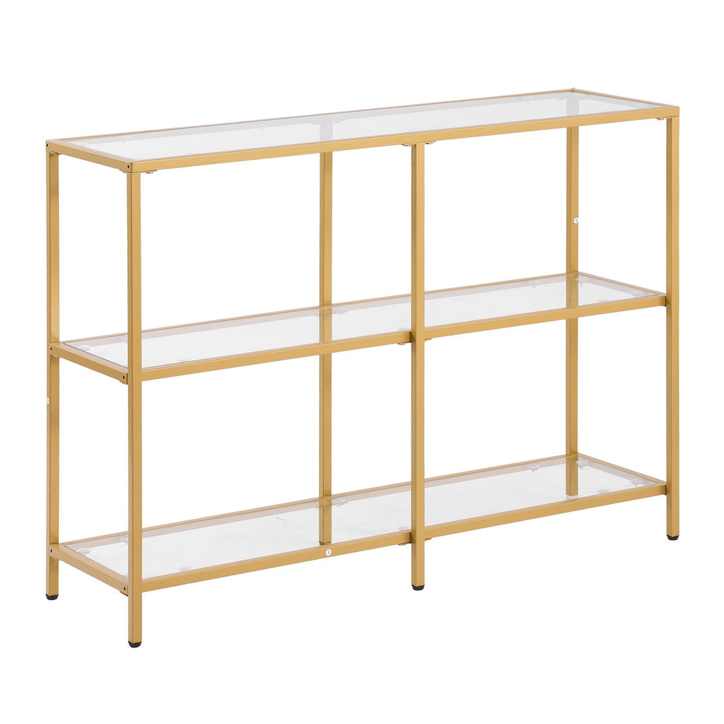 3-Tier Glass Console Table, Modern Rectangle Sofa Side Table with