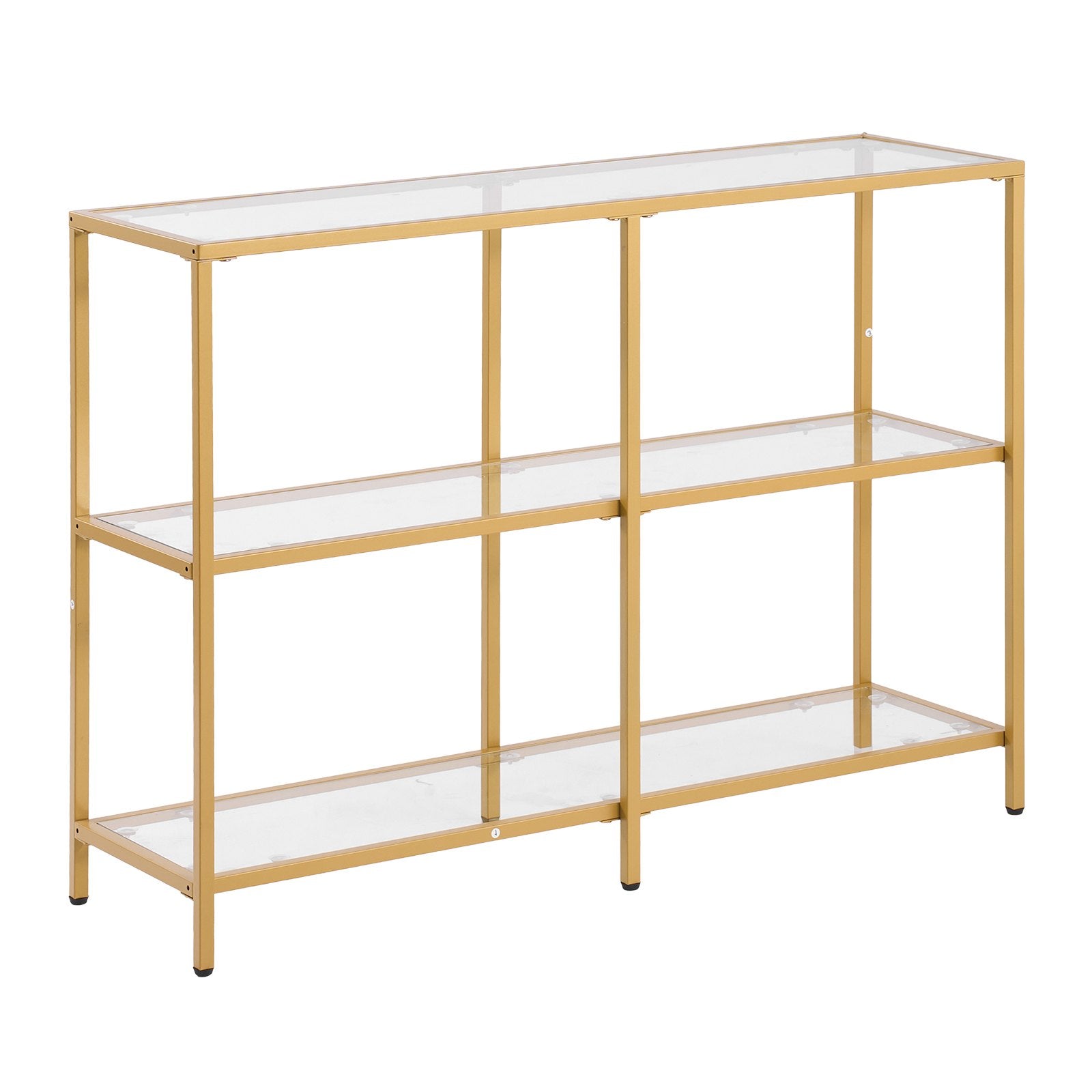 3-Tier Glass Console Table, Modern Rectangle Sofa Side Table with