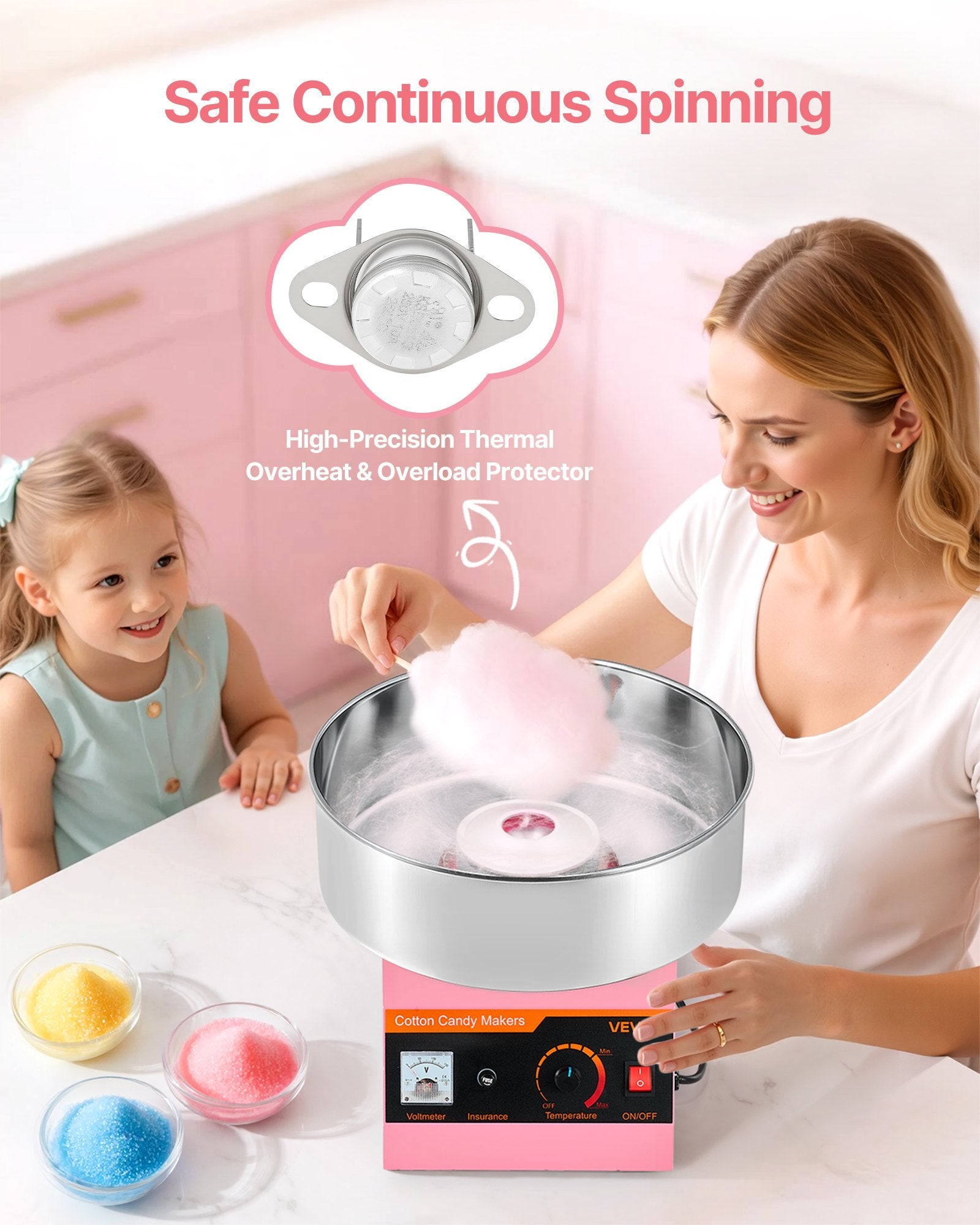🍭 Machine à Barbe à Papa Électrique 1000W – Créez des Barbes à Papa Gourmandes en Quelques Minutes