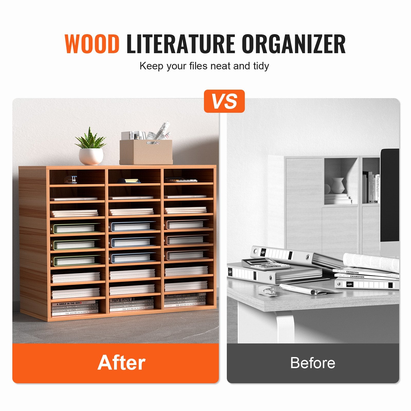 📚 Organisateur de Bureau en Bois – 27 Compartiments de Rangement
