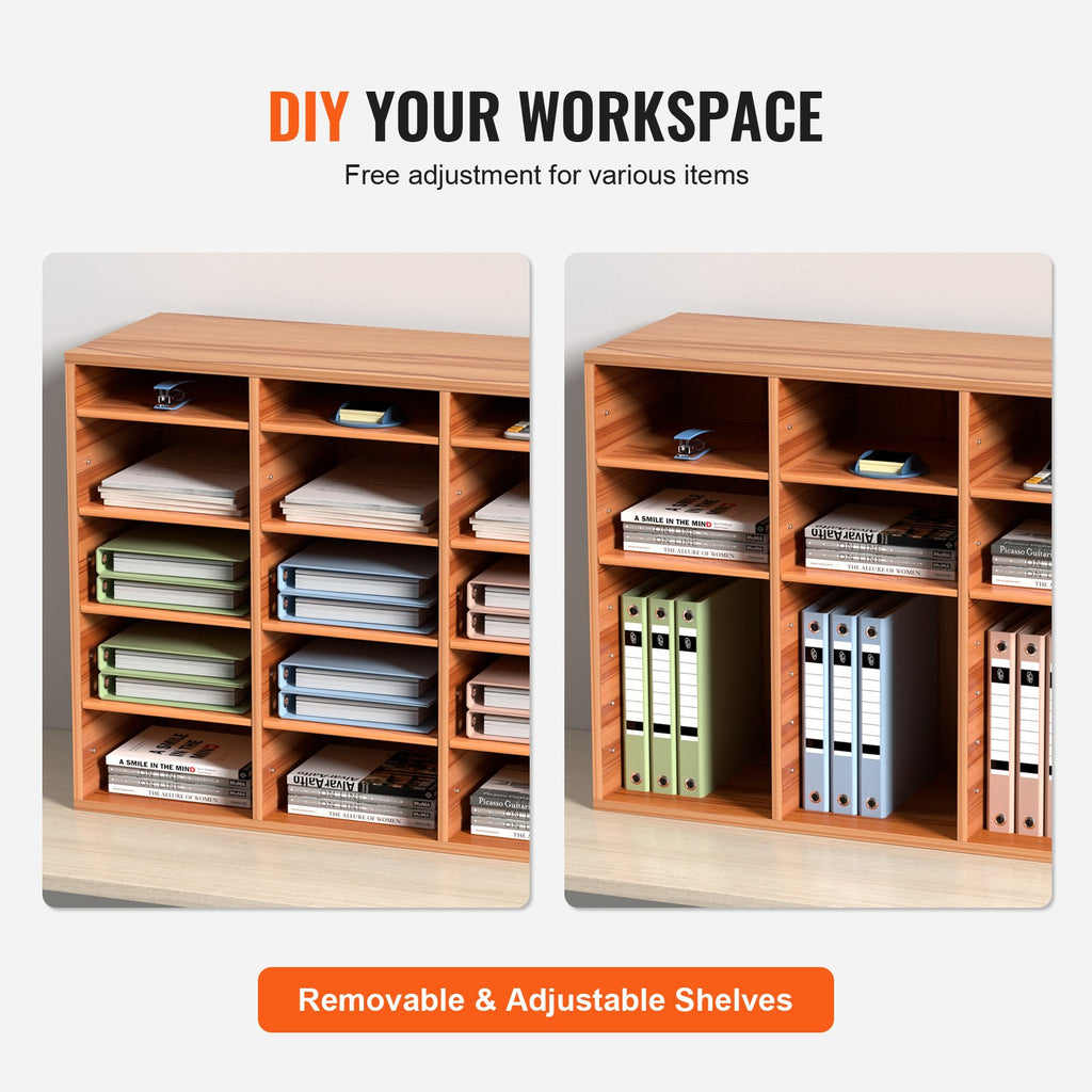 📚 Organisateur de Bureau en Bois – 27 Compartiments de Rangement