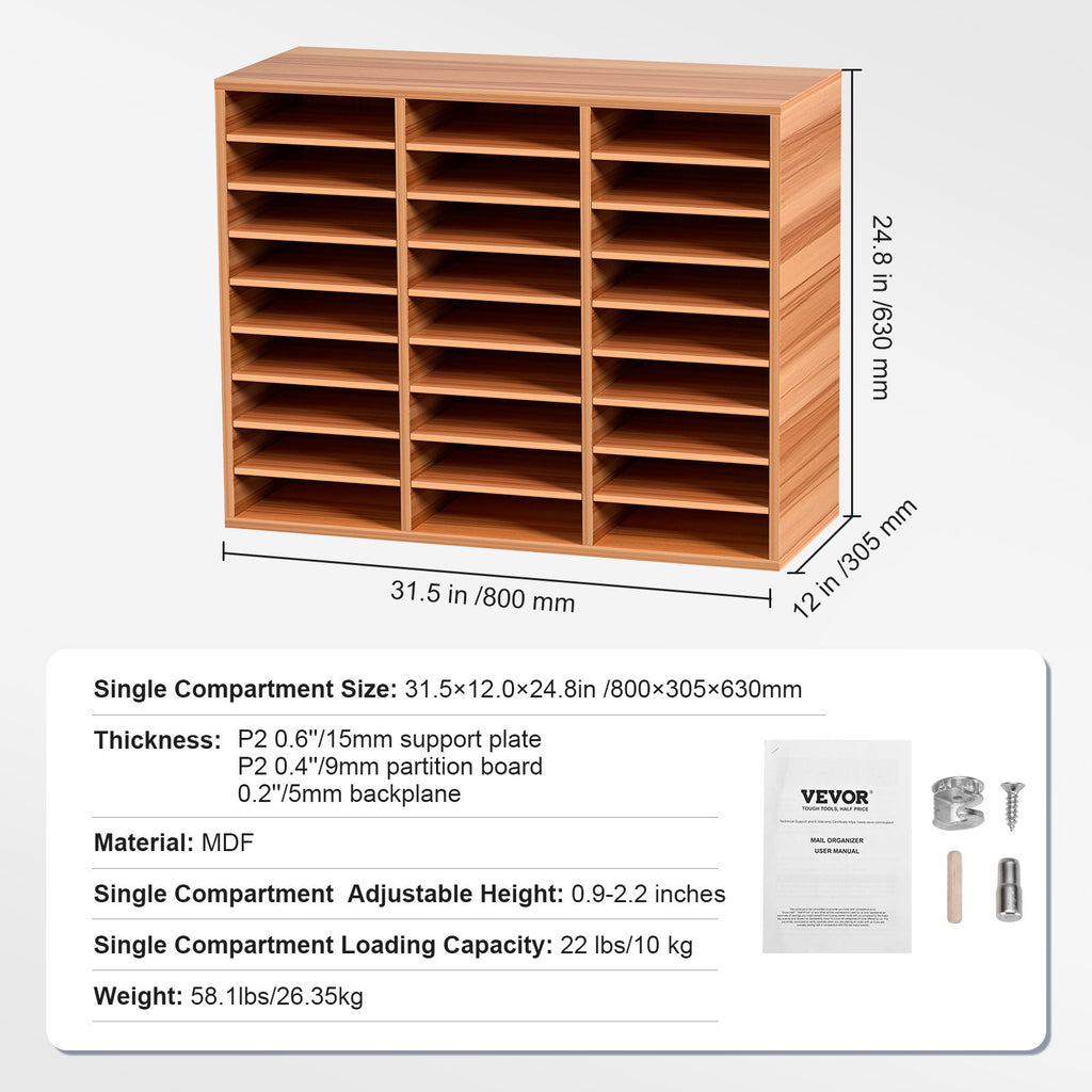 📚 Organisateur de Bureau en Bois – 27 Compartiments de Rangement
