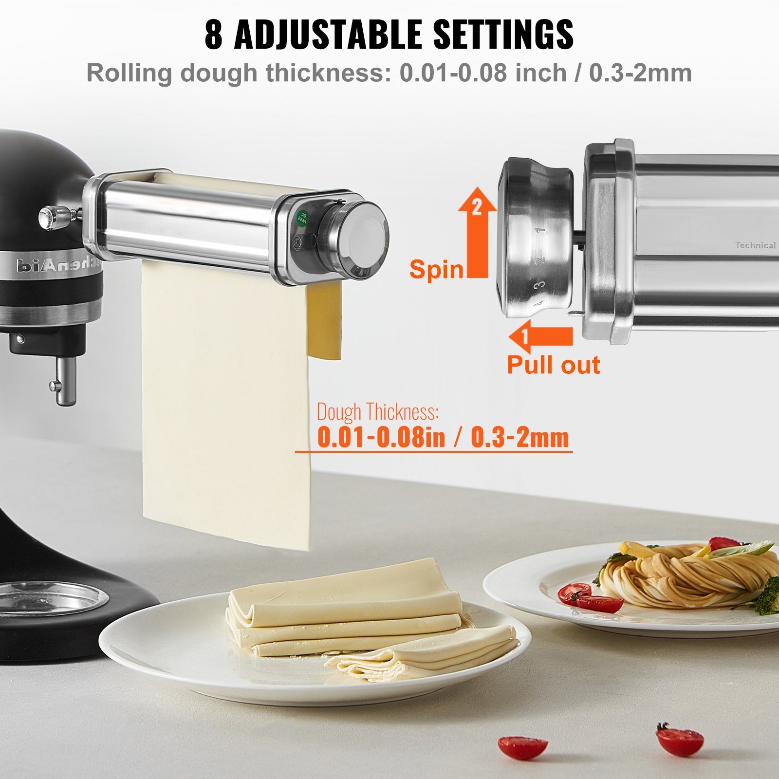 🍝 Laminoir à Pâtes en Acier Inoxydable Compatible KitchenAid