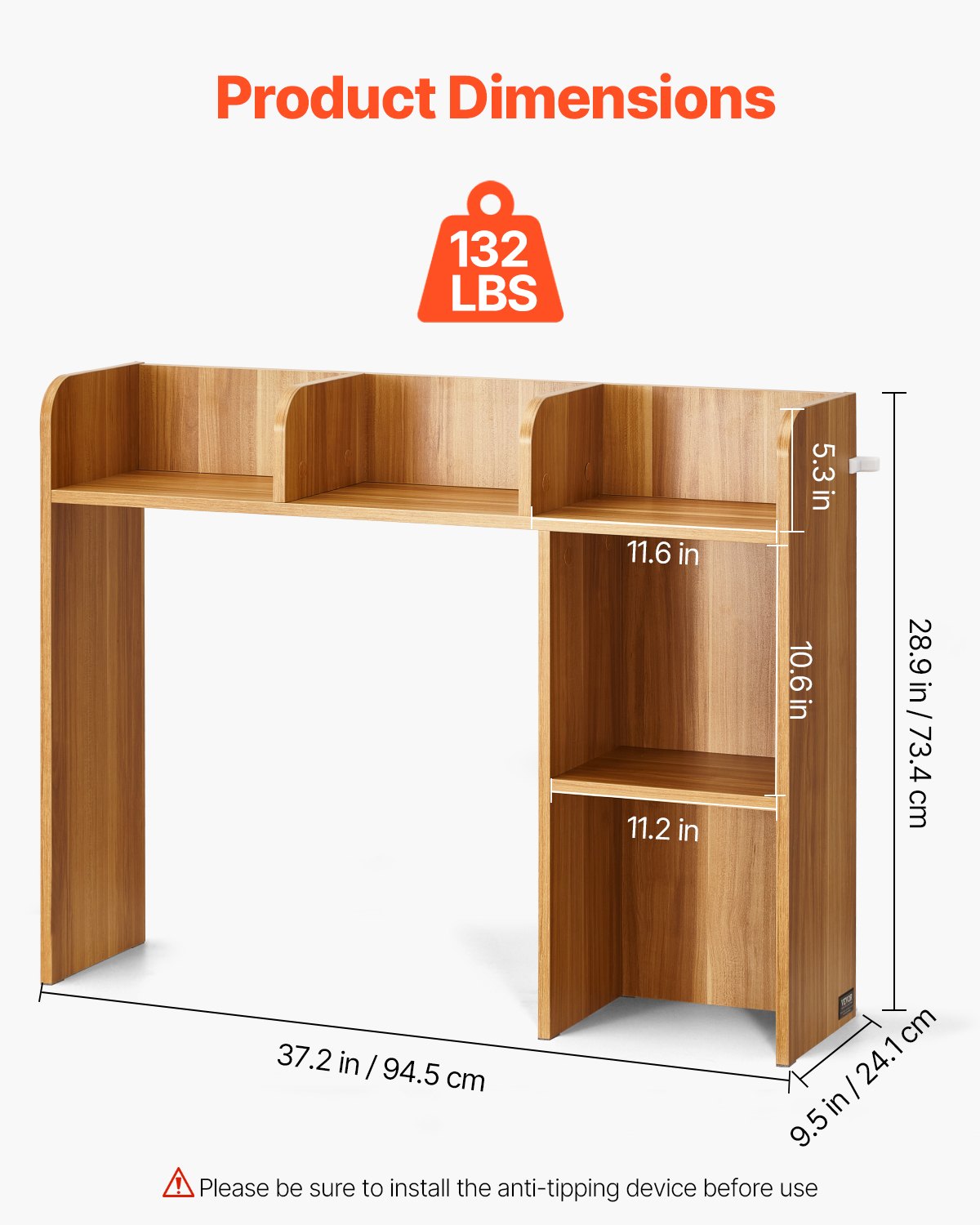 🖥️ Étagère de Bureau en Bois – Organisateur de Rangement à 2 Niveaux
