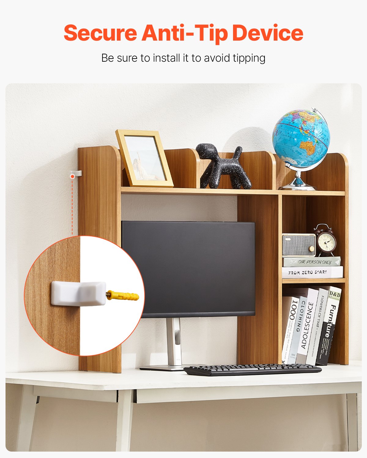 🖥️ Étagère de Bureau en Bois – Organisateur de Rangement à 2 Niveaux